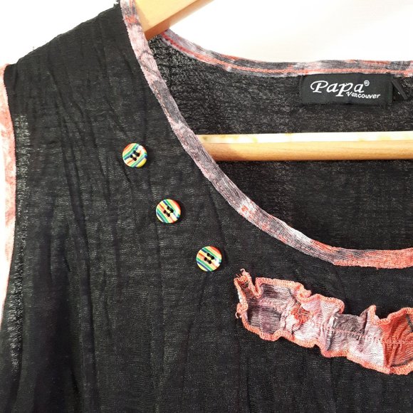 Papa Vancouver Sleeveless Tunic -  Size L - Black & Coral - Picture 3 of 3
